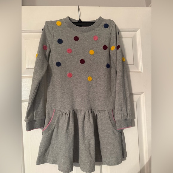 Mini Boden Other - Mini Boden Gray Polka Dot Sweatshirt Dress Size 8-9 Girls